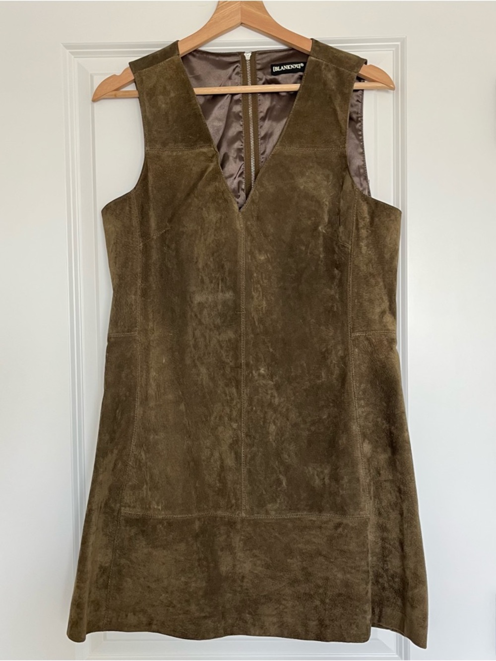 Blank NYC Olive Green Suede Shift Dress